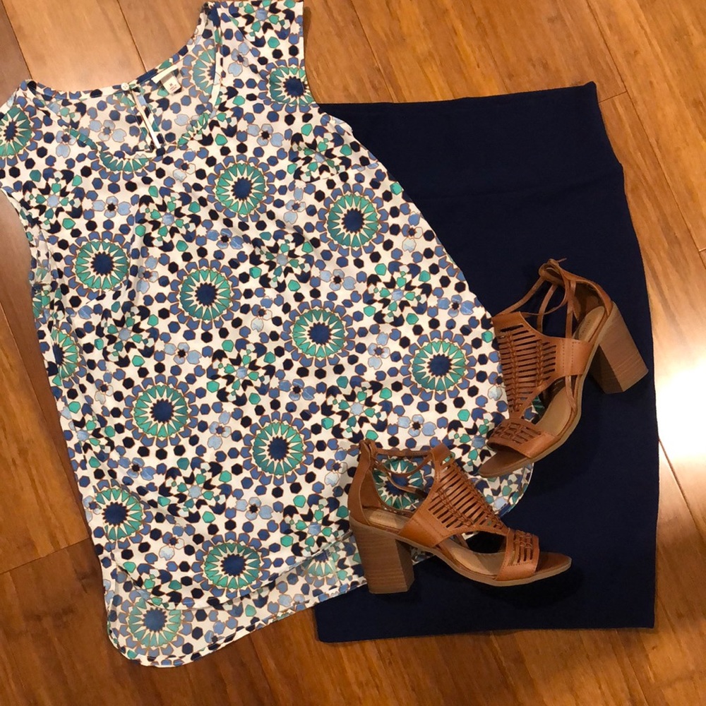 Navy Pencil Skirt
